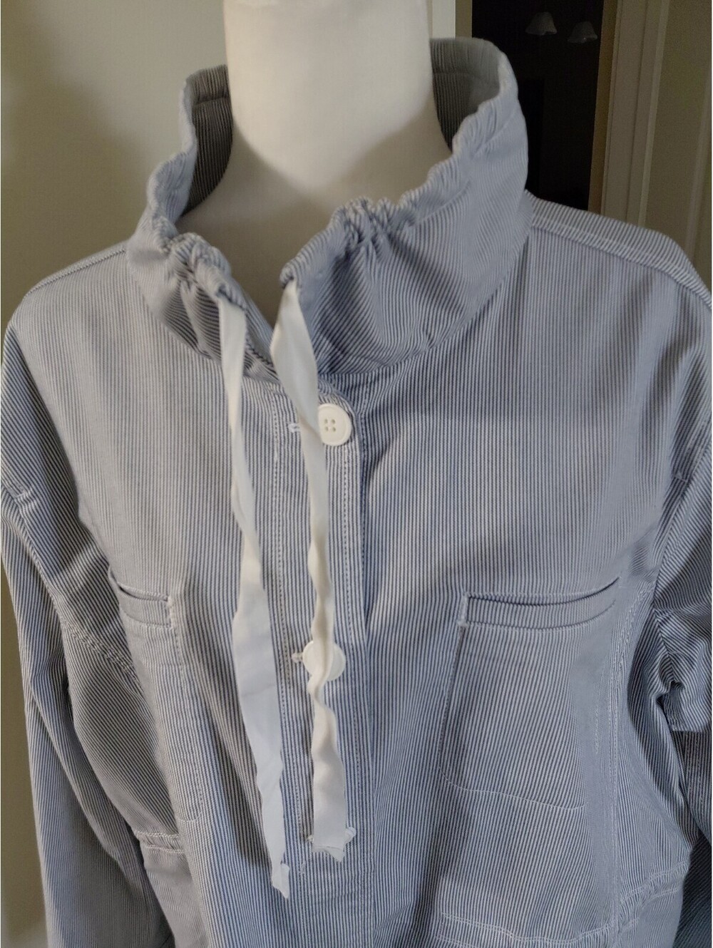 Talbots Stripe Twill Jacket Light Blue Size 2X Excellent Condition #785 - Picture 4 of 11